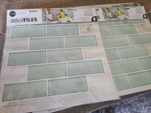 x2 RoomMates StickTiles Teal Subway - Peel & Stick Tile Backsplash TIL4964FLT - Picture 1 of 5