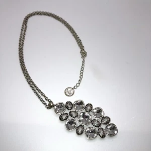 VINTAGE CROWN TRIFARI CLEAR SILVER TONE RHINESTONE NECKLACE 30” Chain - Picture 1 of 6
