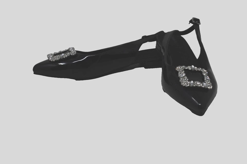 Zapatos Anne Klein para mujer talla 7 negros con cordones planos y hebilla de cristal elegantes Foto 1 de 4