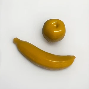 Vintage Plexiglas Apfel & Bananenfrucht RAR Fund! Gelbes Butterscotch Dekor - Bild 1 von 17