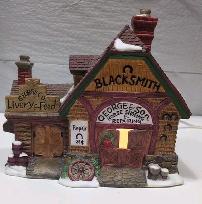 Santas Workbench 1999 Victorian Series George & Son Blacksmith Lighted Building - Image 1 of 4