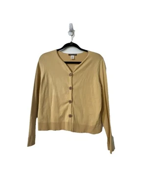 Sigrid Olsen Sweater Silk  Size PM Mustard Yellow Long Sleeves Bling Buttons - Image 1 of 4