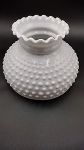 Vintage Hobnail Lamp Shade, Milk Glass, Ruffled. 7 3/4" Fitter. NOS. - Picture 1 of 10