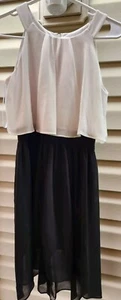 BCX Girl White Black Sleeveless High Low Holiday Dress Girls Size 14 - Picture 1 of 4