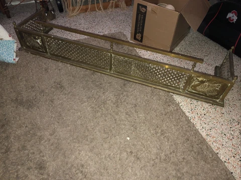Antique Brass 53” Fireplace Screen Fender Griffin Victorian Unique Ornate Cover