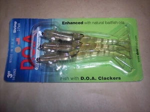 3" Shrimp Fishing Lure 3 Pk DOA Shrimp Lure 1/4 Oz Shrimp Baitfish Oils Enhanced - Picture 1 of 7