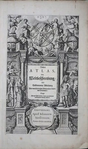 TITEL NEUER ATLAS WELTBESCHREIBUNG ALLEGORIE LÄNDER GLOBUS JANSSONIUS 1638 - Picture 1 of 8
