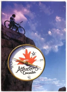 Compass, Mountain Biker, Attractions Canada, Chrome Postcard - Picture 1 of 2
