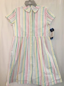 GAP Girls Stripe Button Short Sleeve Dress Collared Cotton Many sizes NEW - Picture 1 of 9