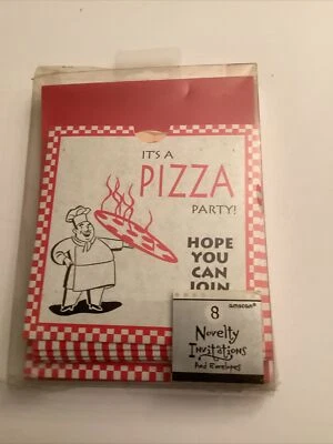 Its A Pizza Party Novelty Invitations And Envelopes Set Of 8 Amscan New - Image 1 of 4