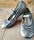 Girls Clarks Grey Silver Ballerina Shoes/Pumps  Size 11.5