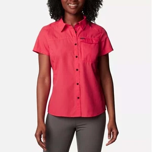 The North Face Women Top Button Down Short Sleeve Shirt Coral Red Medium 8 - 10 - Picture 1 of 10