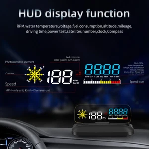 Universal Car HUD Display OBD+GPS Head Up Display High Definition Speedometer - Bild 1 von 7