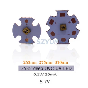 UVC LED 0.1W 3535 265nm 275nm 310nm 5-7V Deep Ultra Violet Lamp with Copper PCB - Picture 1 of 6