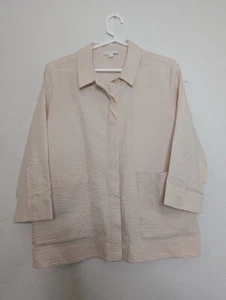 COS Womens Size 8 100% Cotton Chore Lightweight Coat Minimal Basic Cream Pockets - Picture 1 of 5