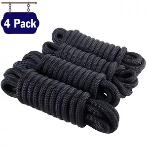 4 Pack 5/8 Inch 25 FT Double Braid Nylon Dock Line Marine Mooring Rope Dock Line - Picture 1 of 8