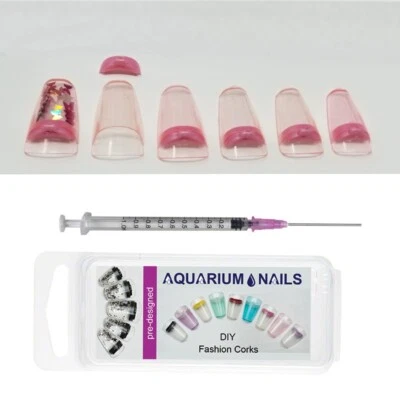 24 Aquarium Nails AQUA Pink Acrylic False Nail Art Tips Syringe injector Kit - Image 1 of 3