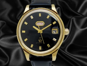 Citizen Auto Dater 19 Jewels Ref.ADSG 51401-Y SS Black Gold Dial Auto 39mm Men's - Picture 1 of 6