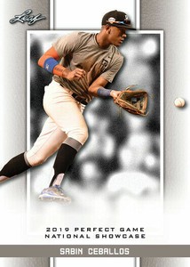 SABIN CEBALLOS 2019 LEAF PERFECT GAME "Red" PARALLEL ROOKIE CARD! LTD 45!