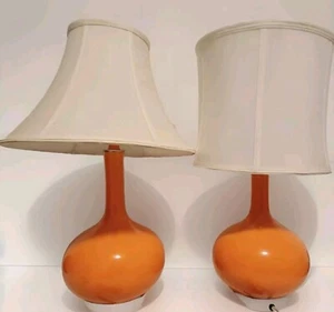 Sfaveh Lighting 22" With Shade Ceramic Orange Table Lamps Set of 2 - Picture 1 of 5