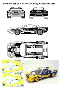 FERRARI 308 Gr.4 - OLIO FIAT - Rally PIANCAVALLO 1980 - DECAL 1/24 - Foto 1 di 1