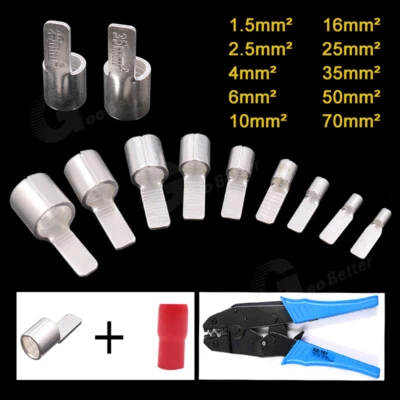 1.5mm²-70mm² Cable Electrical Terminals Tinned Copper Cable Lug Crimp & Sheath - Image 1 of 4