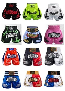 MMA Training Shorts Muay Thai Fighting Boxing Sports Pants Embroidery Satin - Picture 1 of 22