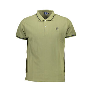 Sergio Tacchini Men`s Polo T shirt Stripe Iconic Small Logo Green / Black NEW