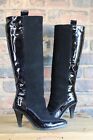BLACK PATENT LEATHER /SUEDE TALL PULL ON BOOTS SIZE 4 /37 H&M STUDIO USED CON