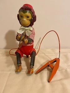 Vintage Cymbal Circus Monkey Japan Mechanical Tin Toy Alps am-13 - Picture 1 of 7