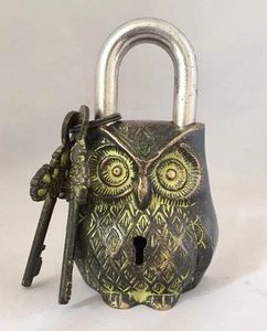 Cabeza de Búho Cerradura Grande Candado Latón Llaves Aspecto Antiguo Pad León - Imagen 1 de 4