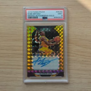 2018-19 Panini Mosaic KOBE BRYANT Gold Prizm Auto On Card /10 PSA 9 Mint Lakers - Bild 1 von 7