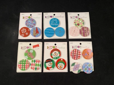 Vtg NOS 19 Large Christmas Buttons 1” Diameter Whimsical Sensations Clown FUN! - Image 1 of 4