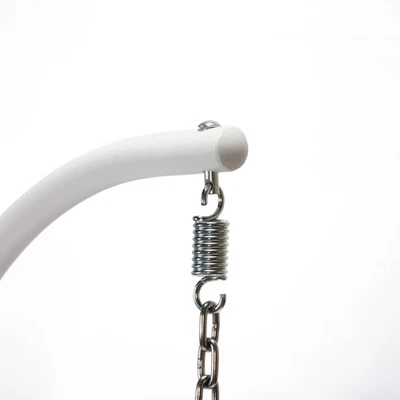 Cadeira de balanço de ovos suspensa para pátio com concha de vime branco e - Imagem 1 de 4