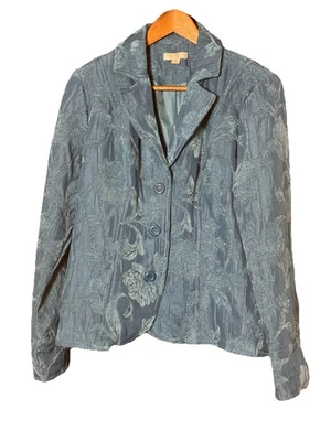 Chaqueta Blazer Vintage Erin London Terciopelo Azul Rústico Floral M Whimsigoth Foto 1 de 4