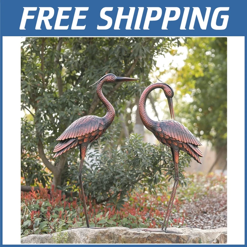 Juego de 2 esculturas de garza de latón vintage Foto 1 de 4