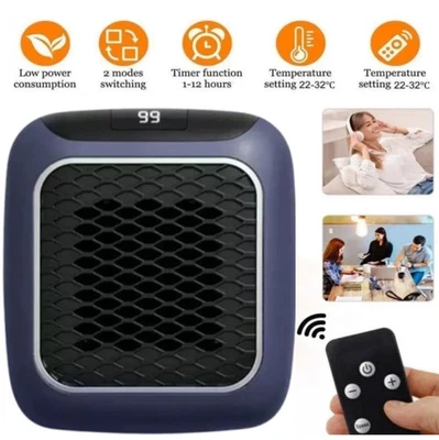 800W Electric Space Heater Low Energy Ceramic Fast Heating Fan Portable Remote - Image 1 of 4