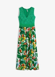 Kleid mit Spitzenoberteil Gr. 32/34 Grün Floral Damen Maxikleid Casualkleid Neu* - Bild 1 von 1