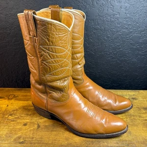 Botas Nocona Para Hombres 14 B Vaquero Occidental Pull On Cuero Tostado De Colección Rodeo - Imagen 1 de 7