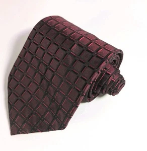 Esuvio Napoli Herrenkrawatte 100 % Seide rot geometrisch handgefertigt italienischer Stoff - Bild 1 von 7