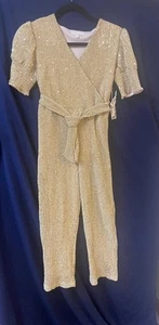 Chelsea & Violet Girl's Gold Metallic Jumpsuit Sz. Large NWT - Picture 1 of 3