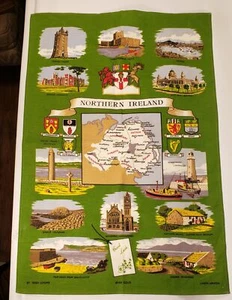 Vintage Tea Towel Kitchen Souvenir Northern Ireland A16 - Picture 1 of 6