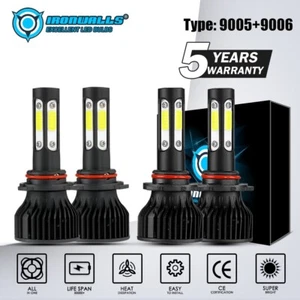 4 Sides 9005 9006 LED Headlight Hi Lo Beam Kit Combo Bulbs for GMC Sierra 1500 - Foto 1 di 12
