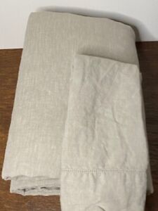 Pottery Barn K/CK Belgian Linen Duvet Cover & 1 King Pillow case, Eucalyptus