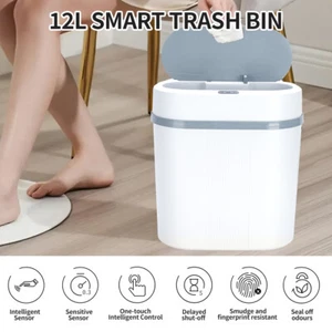 Smart Bathroom Trash Can Automatic Bagging Electronic Trash White Touchless 12L - Picture 1 of 14