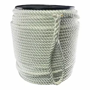 Cuerda de nailon blanca de 16 mm 3ª x 75 m cuerda de anclaje en un carrete con ojo suave de 8 pulgadas - Imagen 1 de 6