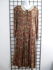 "VINTAGE" LAURA ASHLEY 🌸 SIZE 10==MULTI COLORED FLORAL / PRAIRIE MIDI DRESS - Afbeelding 1 van 8