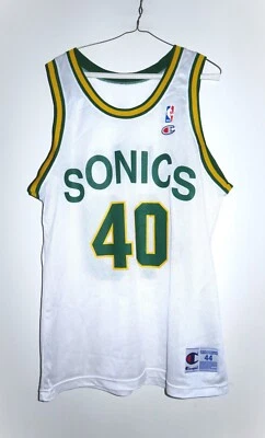 Champion Seattle Supersonics Sonics Shawn Kemp Home White Jersey 44 Large L - Image 1 of 4