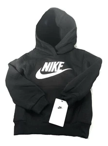 Extra Small Nike Unisex Kids Fleece Pullover Hoodie - Black - Big Logo - Size 4 - Picture 1 of 3