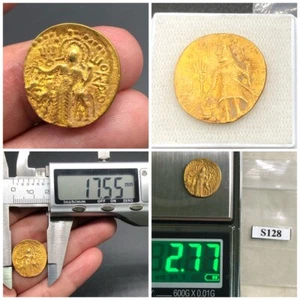 2.77g Ancient GOLD coin18K Kushan Empire Kanishka III Circa 267-270 C Rare #S128 - Picture 1 of 12